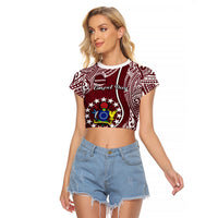 June 15 Mangaia Gospel Day Mangaia Cook Islands Raglan Cropped T Shirt Maroon Version LT14 Female Maroon - Polynesian Pride