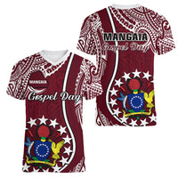 June 15 Mangaia Gospel Day Mangaia Cook Islands Women V Neck T Shirt Maroon Version LT14 Female Maroon - Polynesian Pride