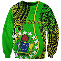 Personalised Cook Islands Sweatshirt Kuki Airani Coat Of Arms LT14 Unisex Green - Polynesian Pride