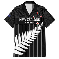 Custom New Zealand Silver Fern Cricket Family Matching Off The Shoulder Long Sleeve Dress and Hawaiian Shirt Aotearoa Maori Go Black Cap LT14 Dad's Shirt - Short Sleeve Black - Polynesian Pride