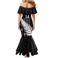 Custom New Zealand Silver Fern Cricket Mermaid Dress Aotearoa Maori Go Black Cap