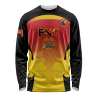 Custom Papua New Guinea Cricket Long Sleeve Shirt 2024 Go PNG LT14 Unisex Black - Polynesian Pride