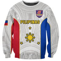 Personalised Philippines Rugby Sweatshirt Pacific Pilipinas Go Tamaraws LT14 Unisex White - Polynesian Pride