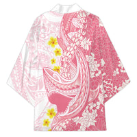 Pink Hawaii Shark Tattoo Kimono Puakenikeni Lei Plumeria Polynesian Pattern LT14 - Polynesian Pride