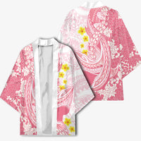 Pink Hawaii Shark Tattoo Kimono Puakenikeni Lei Plumeria Polynesian Pattern LT14 - Polynesian Pride