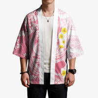 Pink Hawaii Shark Tattoo Kimono Puakenikeni Lei Plumeria Polynesian Pattern LT14 - Polynesian Pride