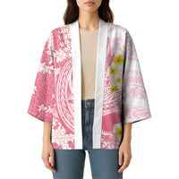 Pink Hawaii Shark Tattoo Kimono Puakenikeni Lei Plumeria Polynesian Pattern LT14 - Polynesian Pride