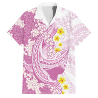 Purple Hawaii Shark Tattoo Family Matching Mermaid Dress and Hawaiian Shirt Puakenikeni Lei Plumeria Polynesian Pattern LT14 Dad's Shirt - Short Sleeve Purple - Polynesian Pride