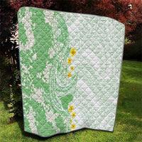Green Hawaii Shark Tattoo Quilt Puakenikeni Lei Plumeria Polynesian Pattern LT14 - Polynesian Pride
