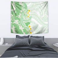 Green Hawaii Shark Tattoo Tapestry Puakenikeni Lei Plumeria Polynesian Pattern