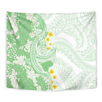 Green Hawaii Shark Tattoo Tapestry Puakenikeni Lei Plumeria Polynesian Pattern