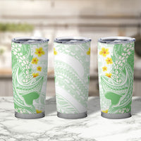 Green Hawaii Shark Tattoo Tumbler Cup Puakenikeni Lei Plumeria Polynesian Pattern LT14 - Polynesian Pride