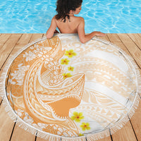 Orange Hawaii Shark Tattoo Beach Blanket Puakenikeni Lei Plumeria Polynesian Pattern LT14 - Polynesian Pride