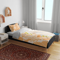 Orange Hawaii Shark Tattoo Bedding Set Puakenikeni Lei Plumeria Polynesian Pattern LT14 - Polynesian Pride