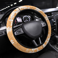 Orange Hawaii Shark Tattoo Steering Wheel Cover Puakenikeni Lei Plumeria Polynesian Pattern LT14 Universal Fit Orange - Polynesian Pride