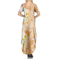 Orange Hawaii Shark Tattoo Summer Maxi Dress Puakenikeni Lei Plumeria Polynesian Pattern LT14 - Polynesian Pride