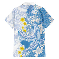 Blue Hawaii Shark Tattoo Hawaiian Shirt Puakenikeni Lei Plumeria Polynesian Pattern LT14 - Polynesian Pride