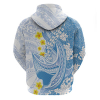 Blue Hawaii Shark Tattoo Hoodie Puakenikeni Lei Plumeria Polynesian Pattern LT14 - Polynesian Pride