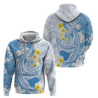 Blue Hawaii Shark Tattoo Zip Hoodie Puakenikeni Lei Plumeria Polynesian Pattern LT14 - Polynesian Pride