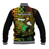 Paddle Board Hawaii Baseball Jacket Molokai 2 Oahu World Championships Kakau Pattern LT14 - Polynesian Pride