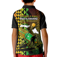Paddle Board Hawaii Kid Polo Shirt Molokai 2 Oahu World Championships Kakau Pattern LT14 - Polynesian Pride