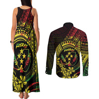 Reggae Kosrae Liberation Day Couples Matching Tank Maxi Dress and Long Sleeve Button Shirt September 8 Polynesian Tattoo - Polynesian Pride