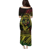 Reggae Kosrae Liberation Day Family Matching Puletasi and Hawaiian Shirt September 8 Polynesian Tattoo - undefined