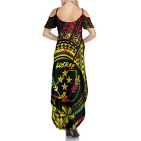 Reggae Kosrae Liberation Day Family Matching Summer Maxi Dress and Hawaiian Shirt September 8 Polynesian Tattoo - Polynesian Pride