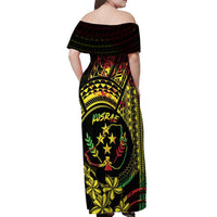 Reggae Kosrae Liberation Day Off Shoulder Maxi Dress September 8 Polynesian Tattoo - Polynesian Pride