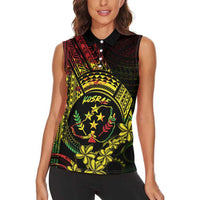 Reggae Kosrae Liberation Day Women Sleeveless Polo Shirt September 8 Polynesian Tattoo - Polynesian Pride