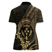 Gold Kosrae Liberation Day Women Polo Shirt September 8 Polynesian Tattoo - Polynesian Pride