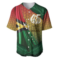 Personalised Long Live Vanuatu Independence Day Baseball Jersey 45th Anniversary Woven Pattern - Polynesian Pride