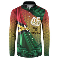 Personalised Long Live Vanuatu Independence Day Button Sweatshirt 45th Anniversary Woven Pattern - Polynesian Pride