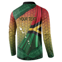 Personalised Long Live Vanuatu Independence Day Button Sweatshirt 45th Anniversary Woven Pattern - Polynesian Pride