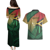 Personalised Long Live Vanuatu Independence Day Couples Matching Puletasi and Hawaiian Shirt 46th Anniversary Woven Pattern LT14 - Polynesian Pride
