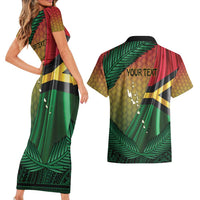 Personalised Long Live Vanuatu Independence Day Couples Matching Short Sleeve Bodycon Dress and Hawaiian Shirt 46th Anniversary Woven Pattern LT14 - Polynesian Pride
