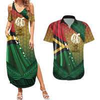 Personalised Long Live Vanuatu Independence Day Couples Matching Summer Maxi Dress and Hawaiian Shirt 46th Anniversary Woven Pattern LT14 Reggae - Polynesian Pride