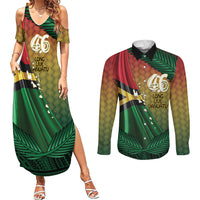 Personalised Long Live Vanuatu Independence Day Couples Matching Summer Maxi Dress and Long Sleeve Button Shirt 46th Anniversary Woven Pattern LT14 Reggae - Polynesian Pride