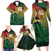 Personalised Long Live Vanuatu Independence Day Family Matching Long Sleeve Bodycon Dress and Hawaiian Shirt 45th Anniversary Woven Pattern - Polynesian Pride