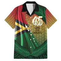 Personalised Long Live Vanuatu Independence Day Family Matching Off The Shoulder Long Sleeve Dress and Hawaiian Shirt 45th Anniversary Woven Pattern - Polynesian Pride
