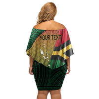 Personalised Long Live Vanuatu Independence Day Family Matching Off Shoulder Short Dress and Hawaiian Shirt 45th Anniversary Woven Pattern - Polynesian Pride