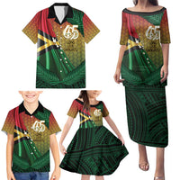 Personalised Long Live Vanuatu Independence Day Family Matching Puletasi and Hawaiian Shirt 46th Anniversary Woven Pattern LT14 - Polynesian Pride