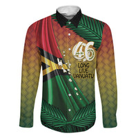 Personalised Long Live Vanuatu Independence Day Family Matching Tank Maxi Dress and Hawaiian Shirt 46th Anniversary Woven Pattern LT14 Dad's Shirt - Long Sleeve Reggae - Polynesian Pride