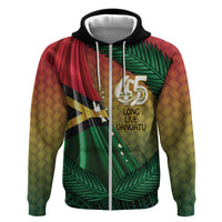 Personalised Long Live Vanuatu Independence Day Hoodie 45th Anniversary Woven Pattern - Polynesian Pride