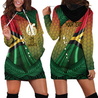 Personalised Long Live Vanuatu Independence Day Hoodie Dress 46th Anniversary Woven Pattern LT14 - Polynesian Pride
