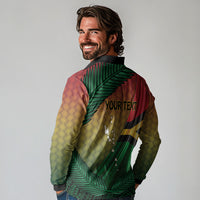 Personalised Long Live Vanuatu Independence Day Long Sleeve Polo Shirt 46th Anniversary Woven Pattern LT14 - Polynesian Pride