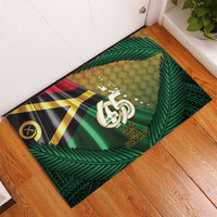 Long Live Vanuatu Independence Day Rubber Doormat 45th Anniversary Woven Pattern - Polynesian Pride