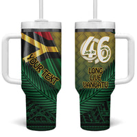 Personalised Long Live Vanuatu Independence Day Tumbler With Handle 46th Anniversary Woven Pattern LT14 One Size: 40 oz Reggae - Polynesian Pride