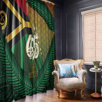 Long Live Vanuatu Independence Day Window Curtain 45th Anniversary Woven Pattern - Polynesian Pride