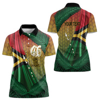 Personalised Long Live Vanuatu Independence Day Women Polo Shirt 46th Anniversary Woven Pattern LT14 - Polynesian Pride